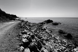 A photo of a rocky shoreline