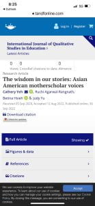 Screenshot of the publication page of "The wisdom in our stories: Asian American mother scholar voices"